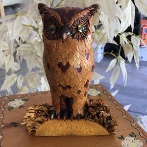 Vintage handcrafted bamboo owl
